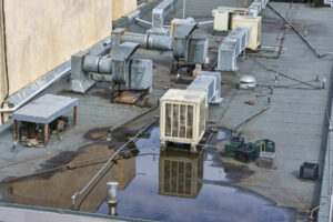Commercial roof with air conditioning systems