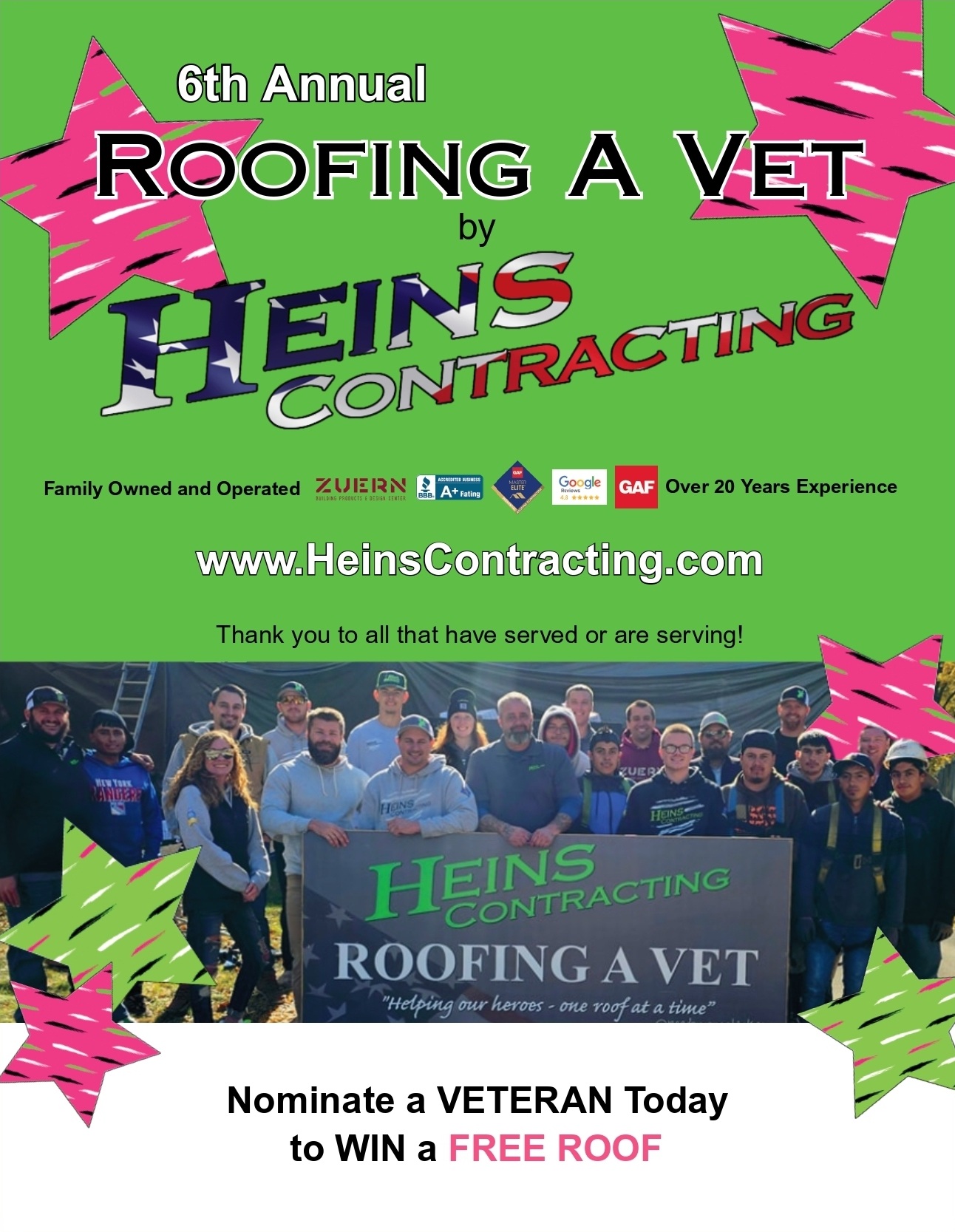 Heins FLYER Roofing A Vet
